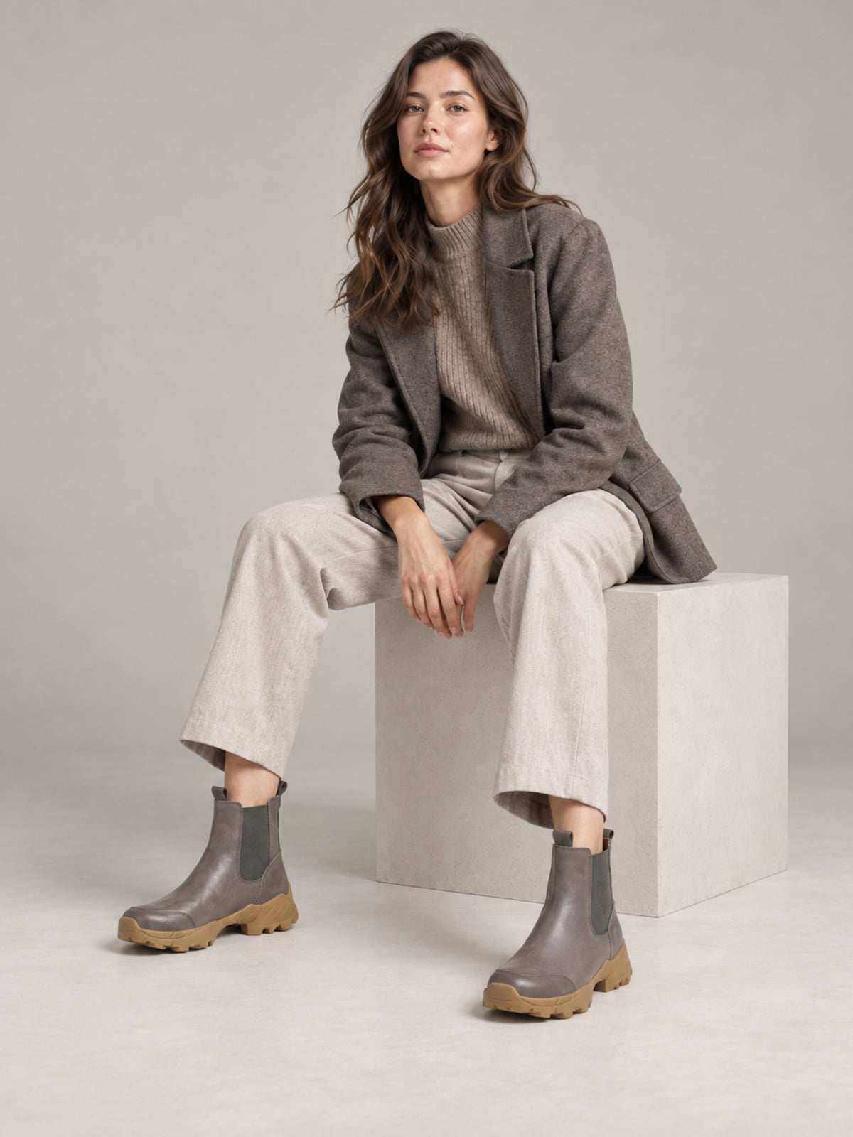 MafeMato Grey Khaki Ankle Boots, alternate view 3
