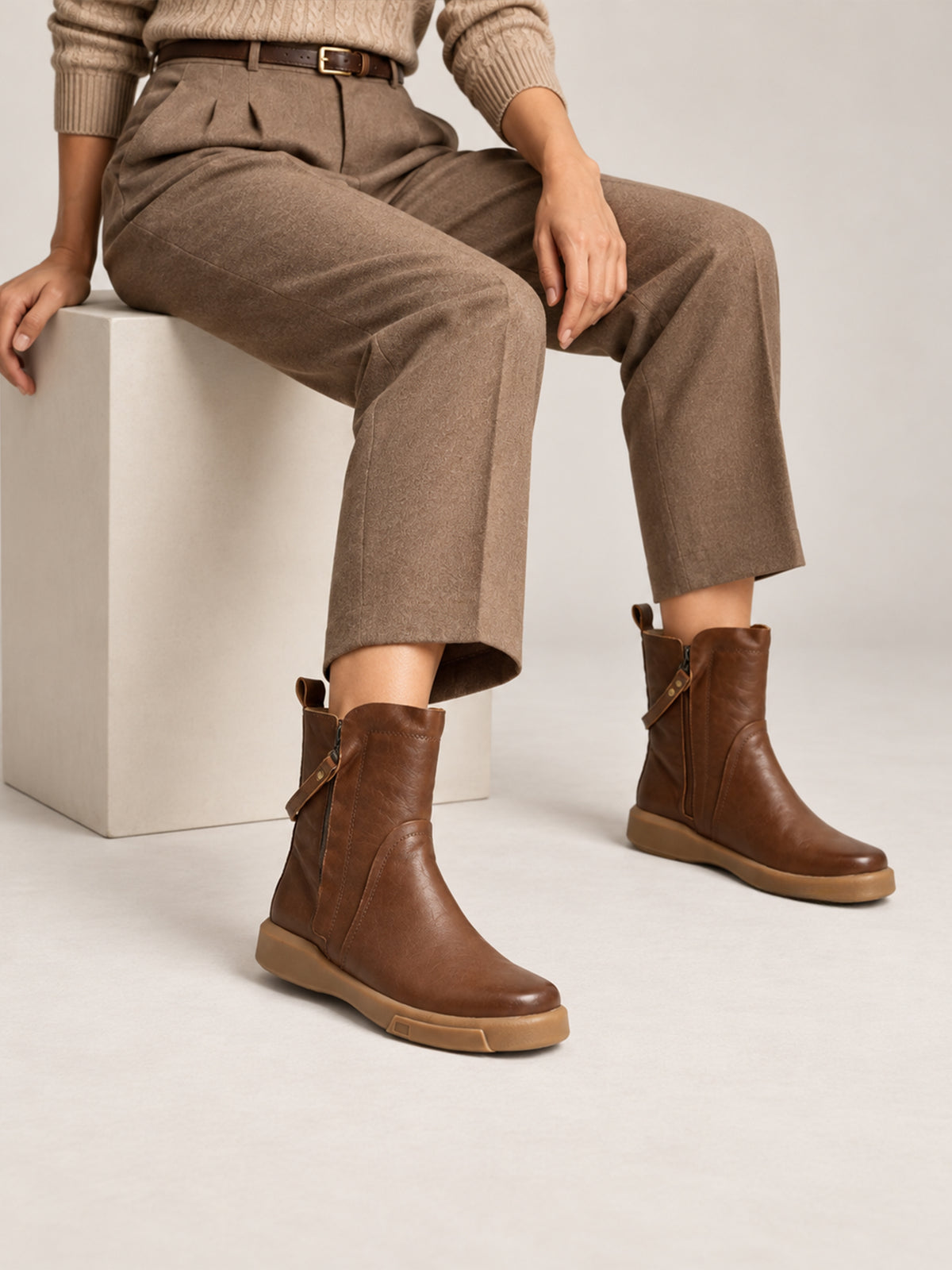 MafeMato Double-Zip Leather Boots, alternate view 7