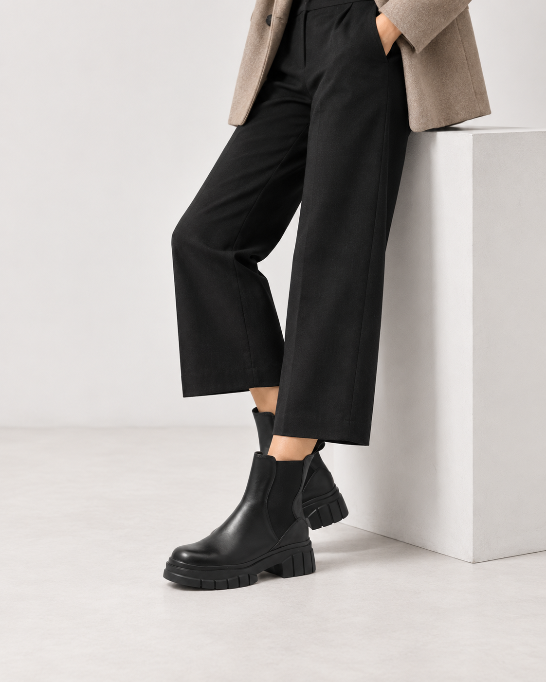 Black Shaft Boots — On foot 1