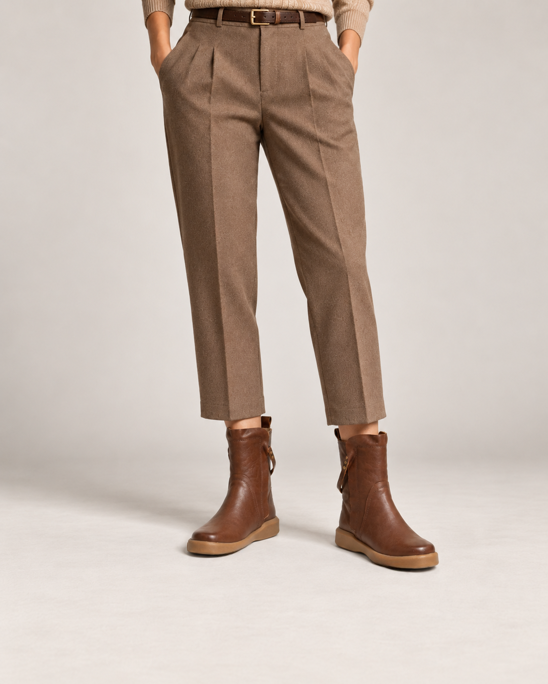 Double-Zip Leather Boots — On foot 1
