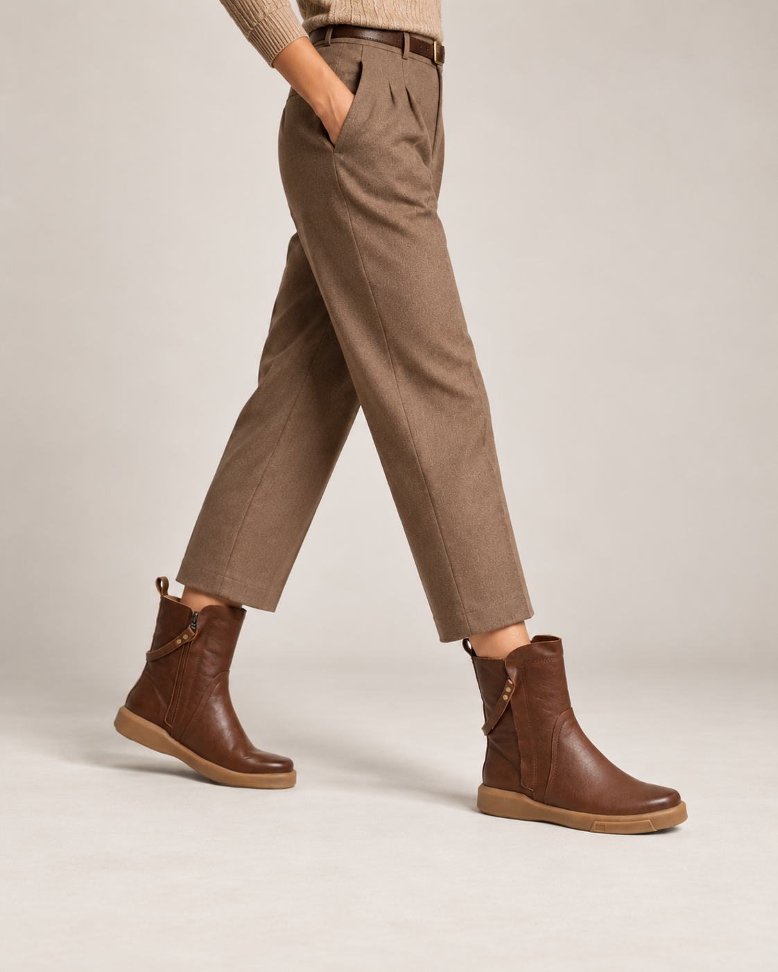 Double-Zip Leather Boots — On foot 2