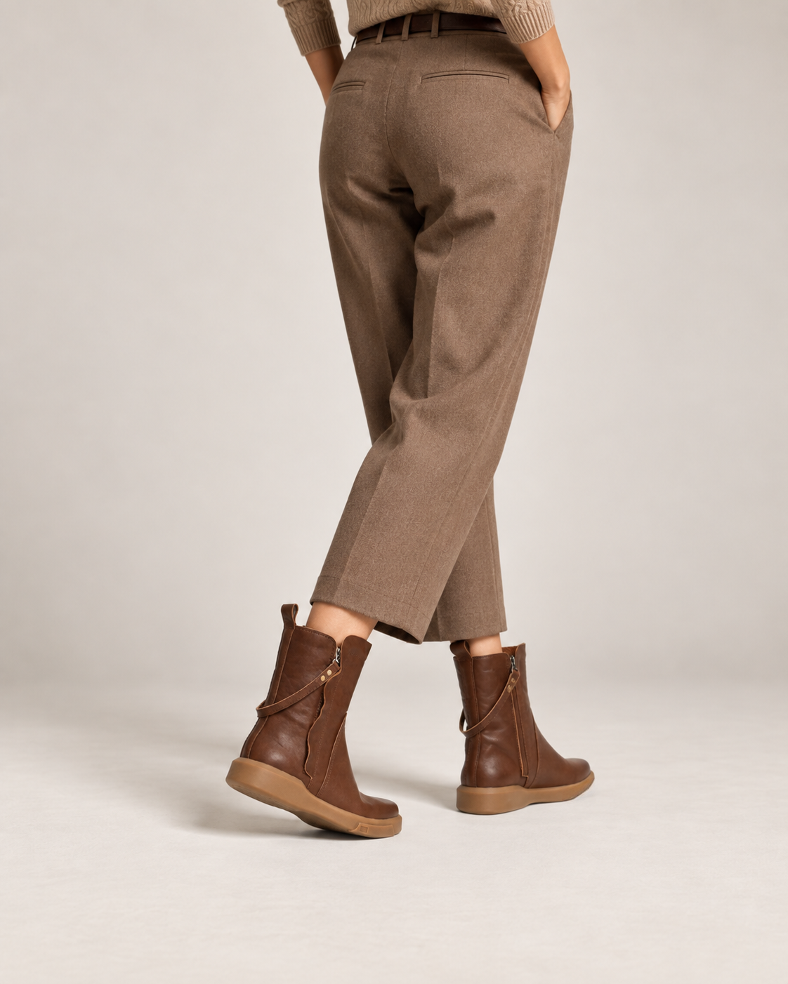 Double-Zip Leather Boots — On foot 3