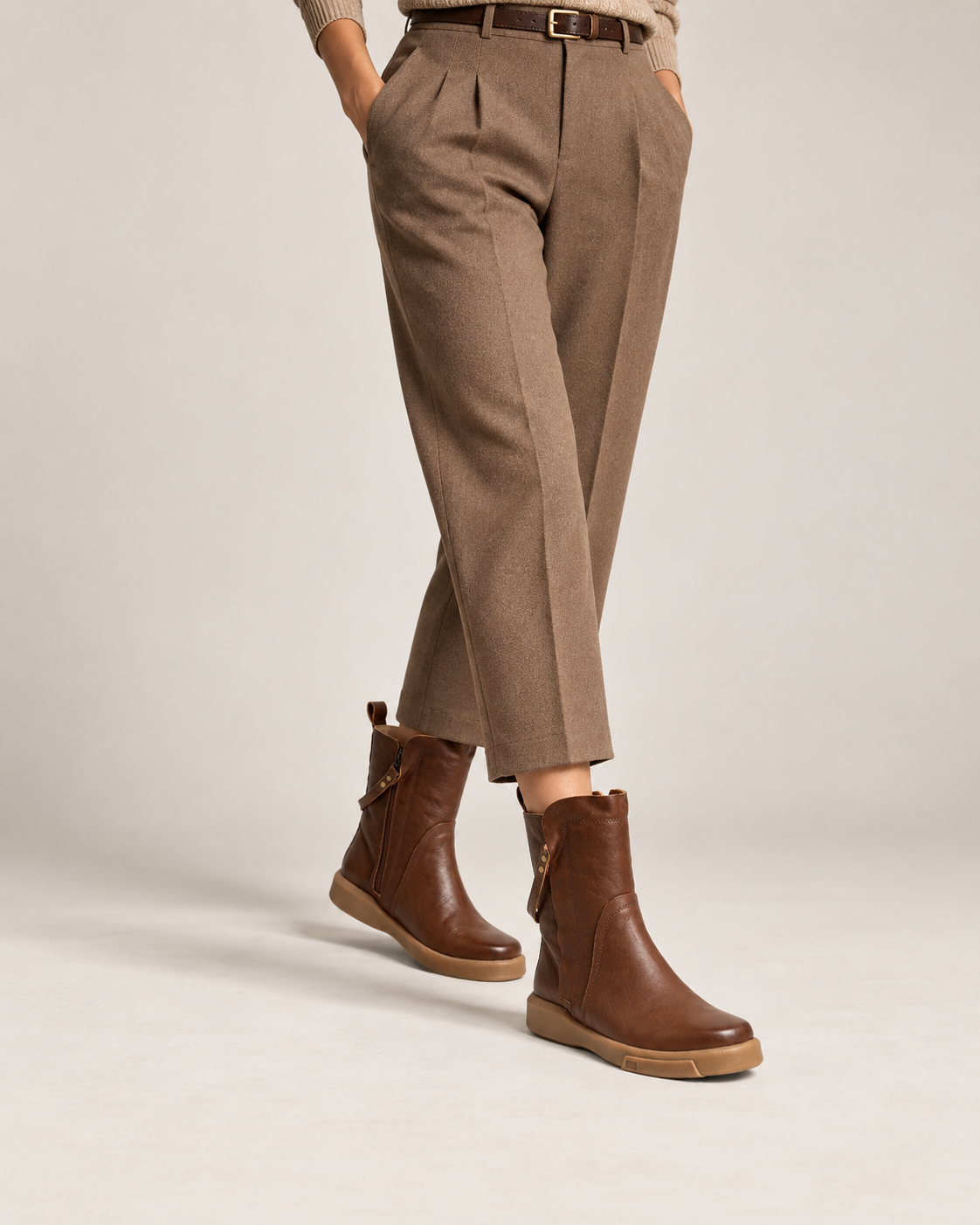 Double-Zip Leather Boots — On foot 4