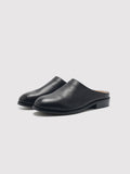 Mafemato Mabel shearling lined clog black leather mule front side view