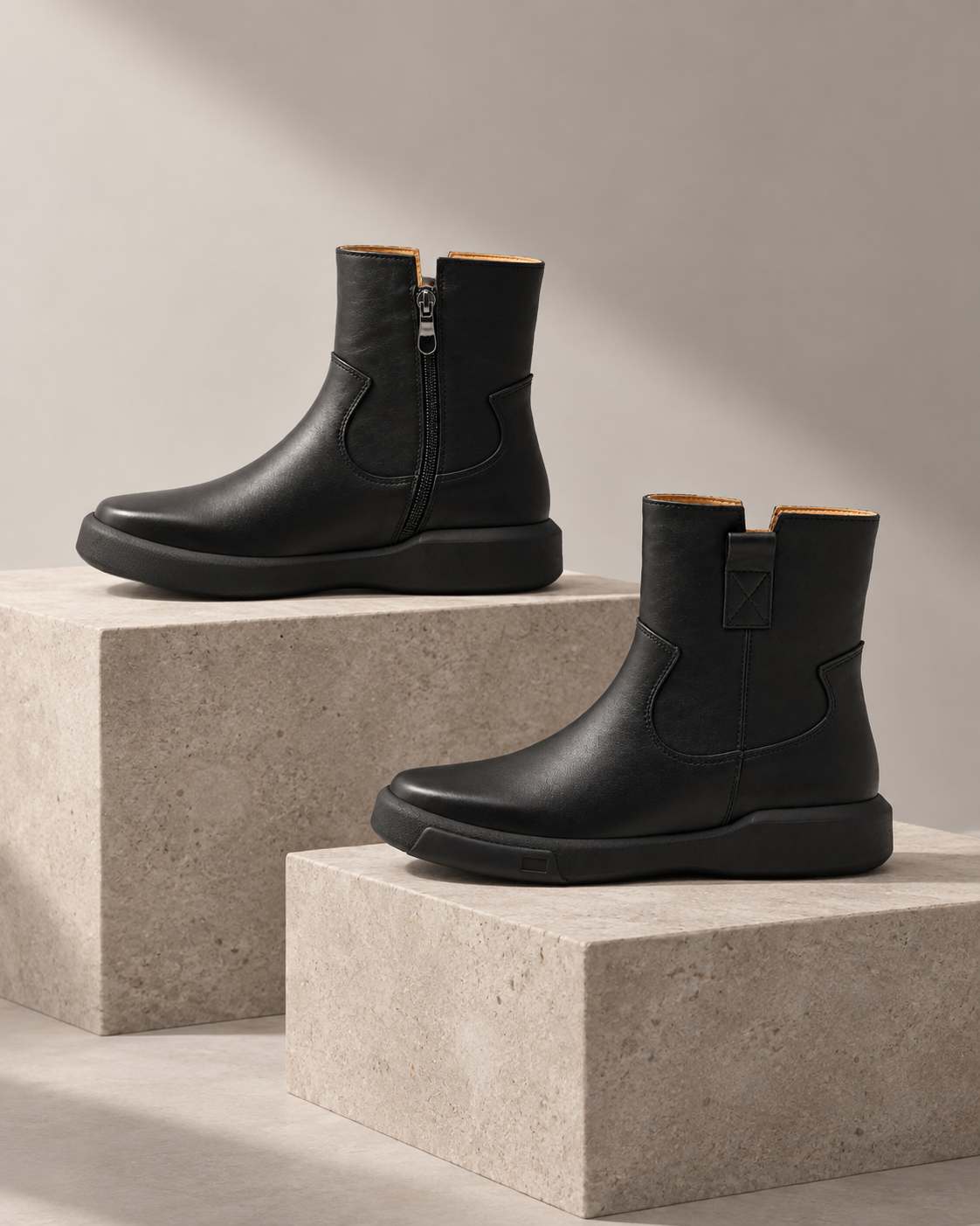 Black zip ankle boots — Styled in studio 4