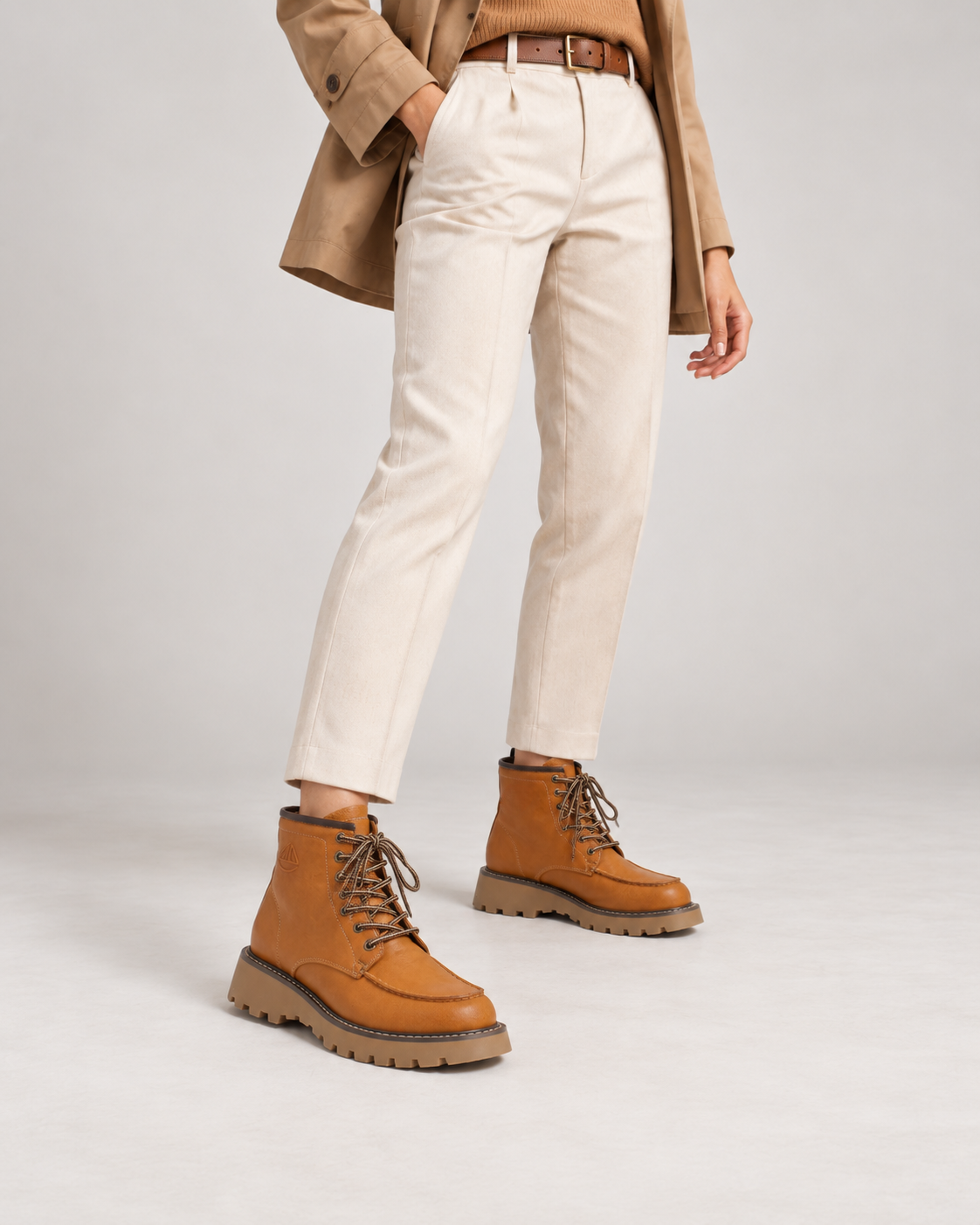 Washed Leather Combat Boots — On foot 4