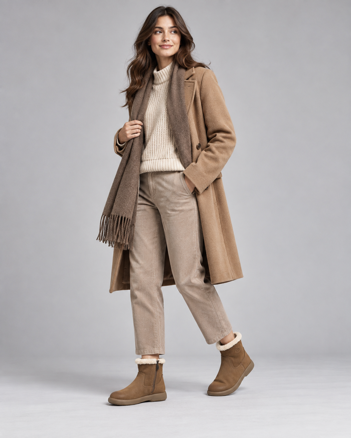 Snow-Cap Coffee Snow Boots — Styled in studio 4
