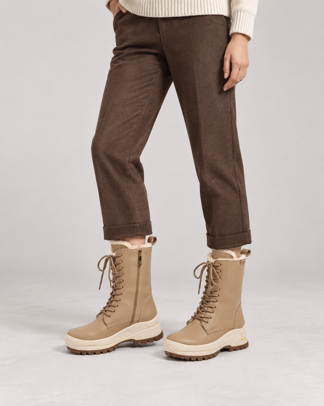 Aspen Shearling Lace-Up Boot — On foot 1