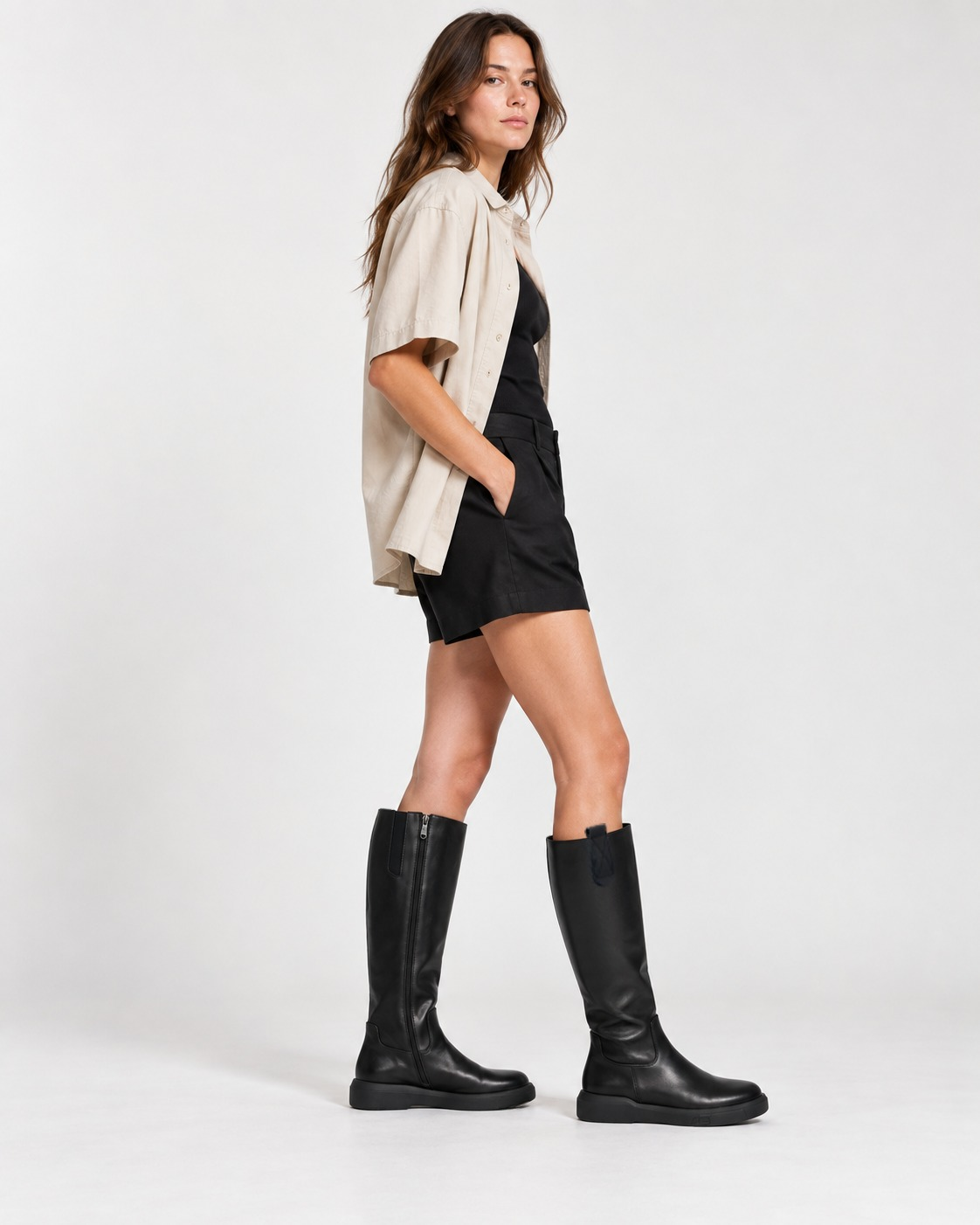 Fleece-Lined Knee-High Boots — Styled in studio 1