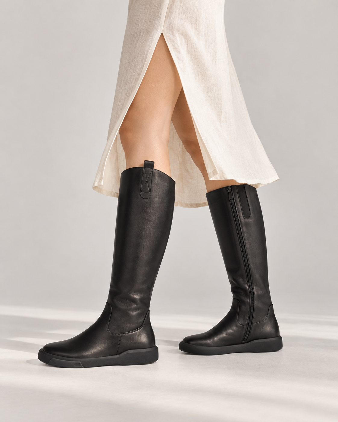 Fleece-Lined Knee-High Boots — On foot 1