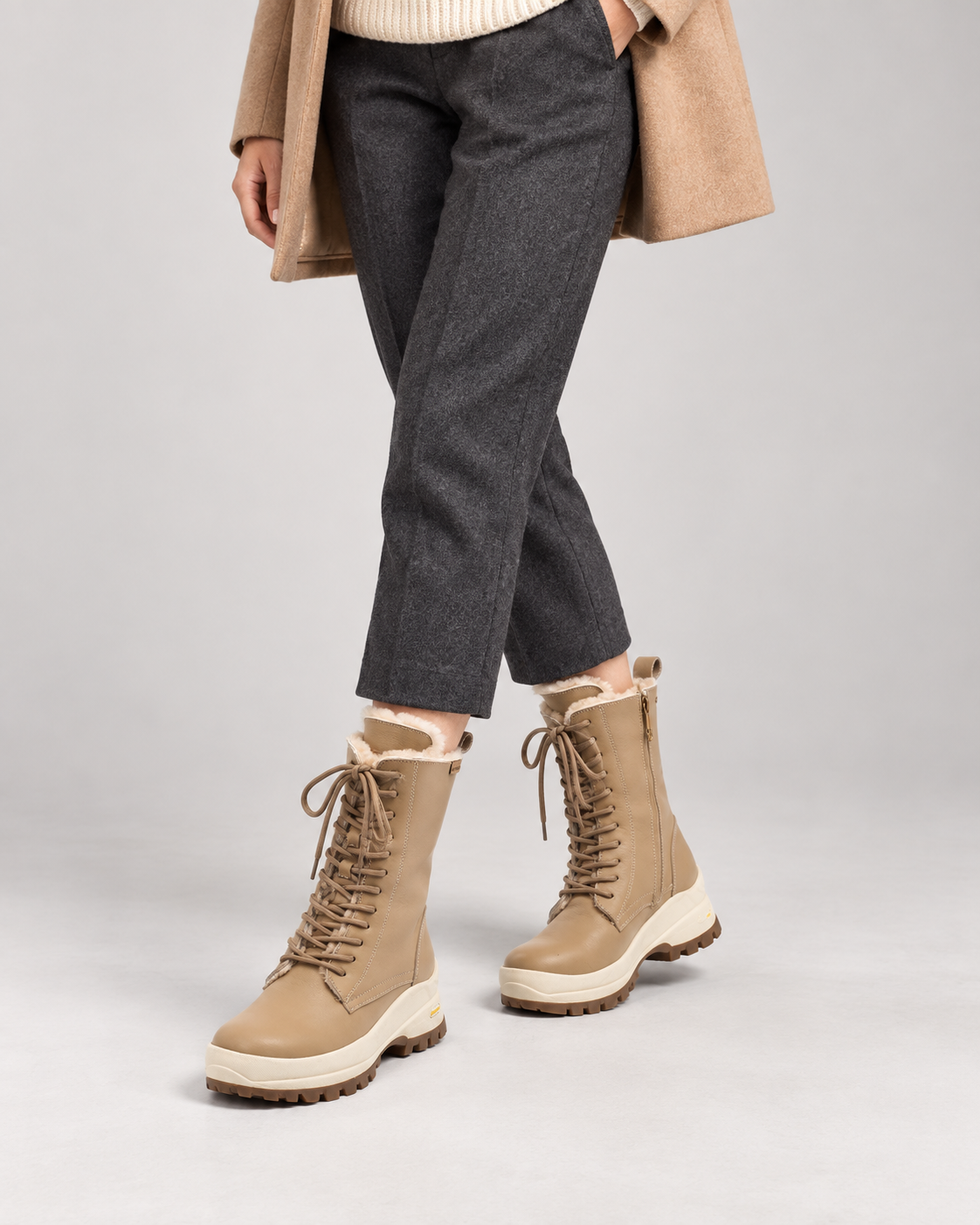 Aspen Shearling Lace-Up Boot — On foot 2
