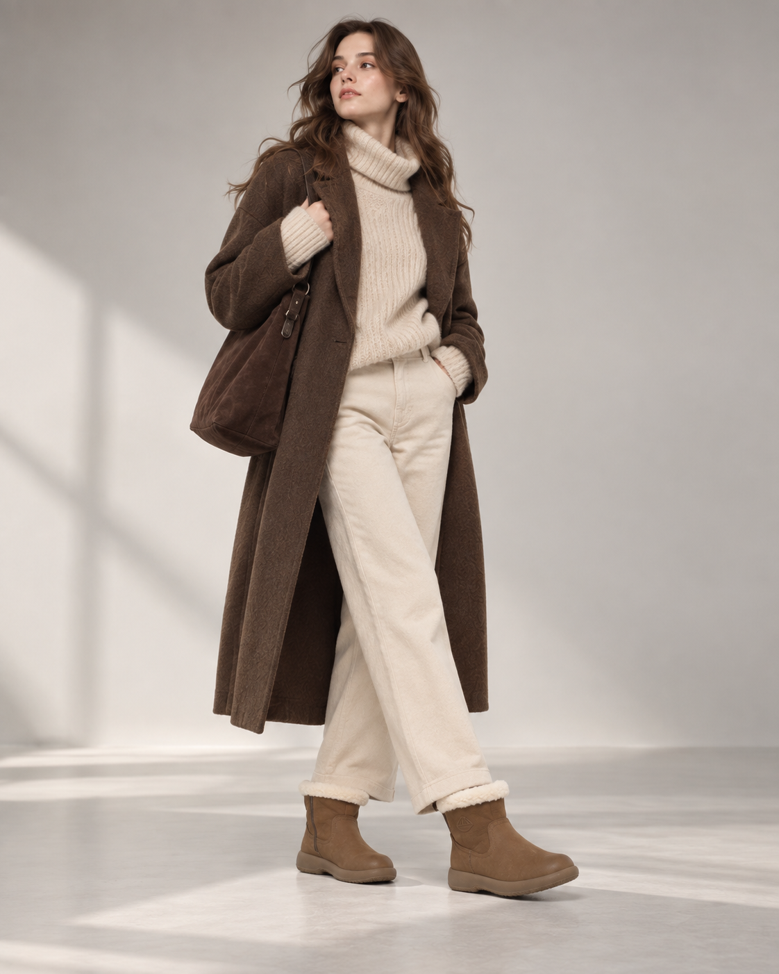 Snow-Cap Coffee Snow Boots — Styled in studio 3