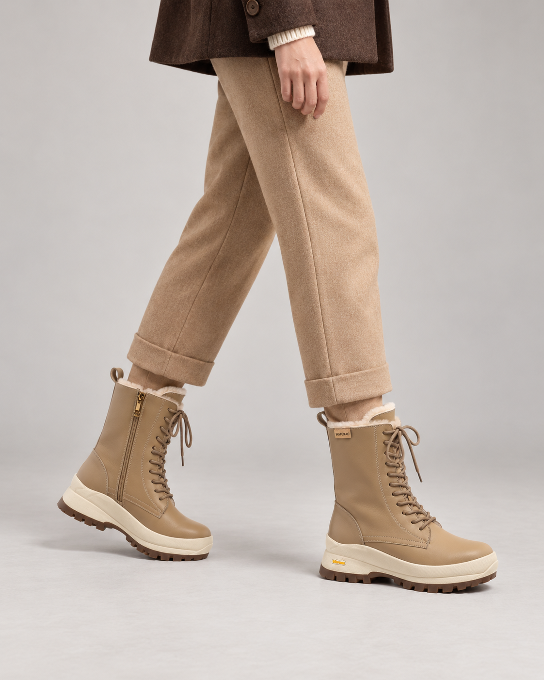 Aspen Shearling Lace-Up Boot — On foot 4