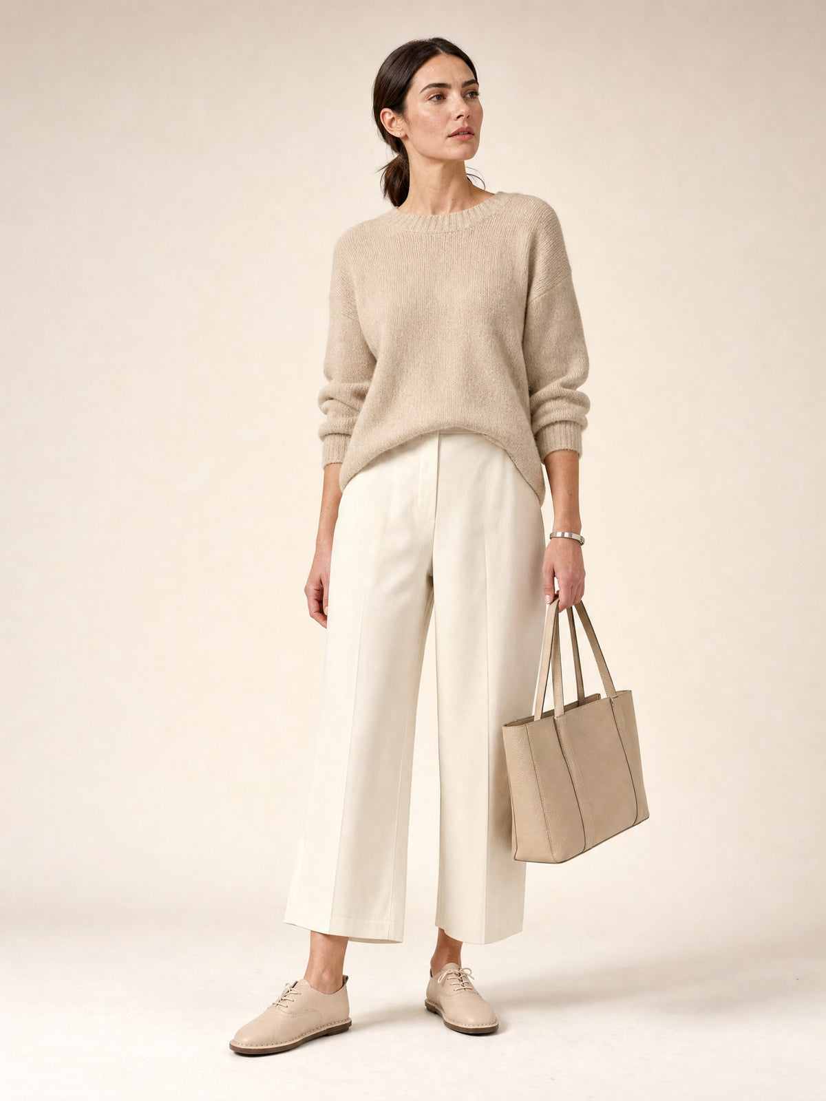 Haru Cream Leather Sneakers, styling view 3