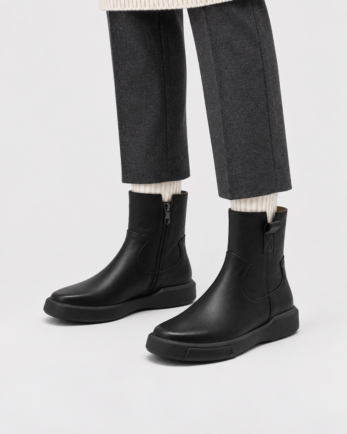 Black zip ankle boots — On foot 1
